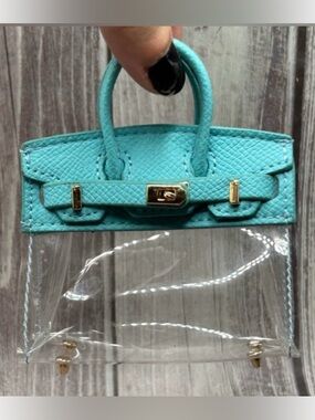 NEW Mini Purse Bag Charm Keychain Micro Pouch Compact Wallet Blue Transparent